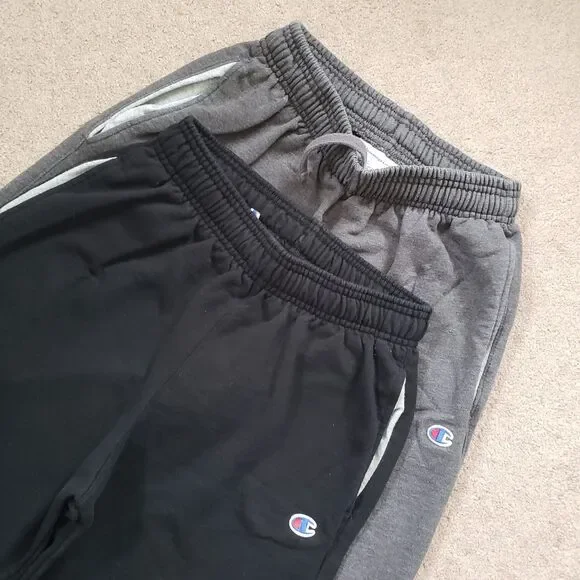 Lot Of 2 Champion Spellout Size Small Mens Black & Gray Jogger Sweatpants - Picture 2 of 13